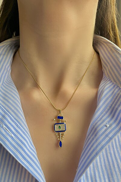 Bijou Luz Gold Brand Model Navy Blue Steel Necklace