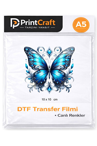 Palo Santo 10x10 cm Mavi Kelebek Modeli Ütü ile Yapışan DTF Transfer Baskı (A5)