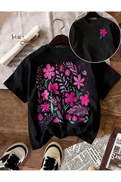Oceanwear Floral Printed Crew Neck Short Sleeve Women's T-Shirt with Front an...