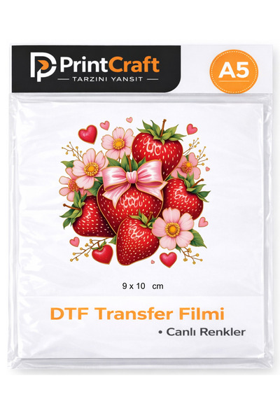 Palo Santo 9x10 cm Çilek Modeli Ütü ile Yapışan DTF Transfer Baskı (A5)