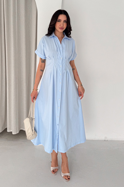 Noa&Noa Γυναικείο φόρεμα μίντι με κουμπιά – Κομψό κοντομάνικο φόρεμα με εφαρμ...