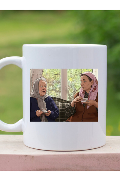 Savnera Yaprak Dökümü Cevriye ve Nuniş Baskılı Porselen Kupa Bardak 300 ml