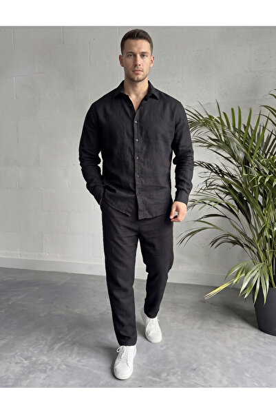 viperkombin Raw Linen Suit Shirt and Trousers 2-Piece Wide Cut