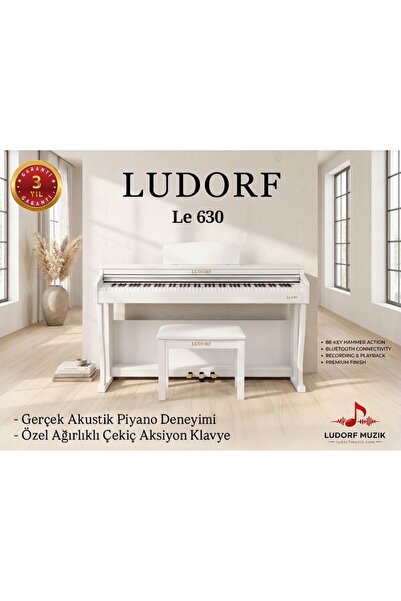 Ludorf Dijital Piyano beyaz Le 630 Profesyonel Piyano Çekiç Aksiyon Tuşlar