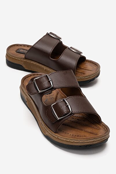 CCWAY AYAKKABI Ανδρικές Παντόφλες με Διπλή Πόρπη ΚΑΦΕ