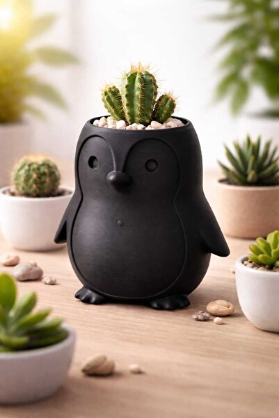 ÇETİN ASM Penguen Tasarımlı Mini Saksı , Biblo ve Süs Eşyası