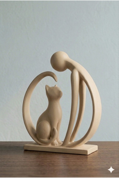 AKT Kedi Aşkı Figürlü Biblo Obje(20 cm) - Kedi Sevenlere Hediyelik Dekor Bibl...