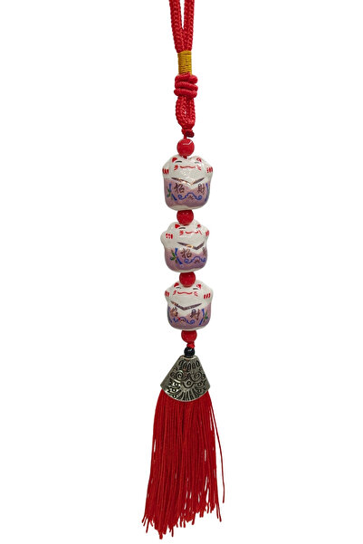 Dünyadan Hediyeler Üçlü Mor Maneki Neko Şans Kedisi Araba Süsü No.5MR