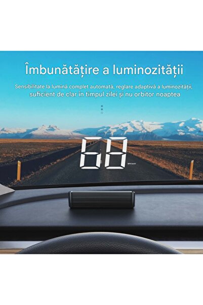 CerCip Ecran Head-Up Display M2, Afișaj kilometraj, Conexiune port USB, Universal, Afișaj digital, Alb