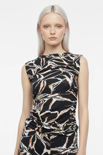 No Matter What Crew Neck Sleeveless Patterned Top