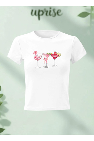 Vordevia Μπλουζάκι Crop T-shirt από βαμβακερό Lycra με στάμπα Drinks
