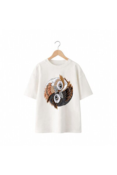 playwear Μπλουζάκι με στάμπα Owl Eyes στο στήθος, 100% βαμβάκι, oversized, χα...