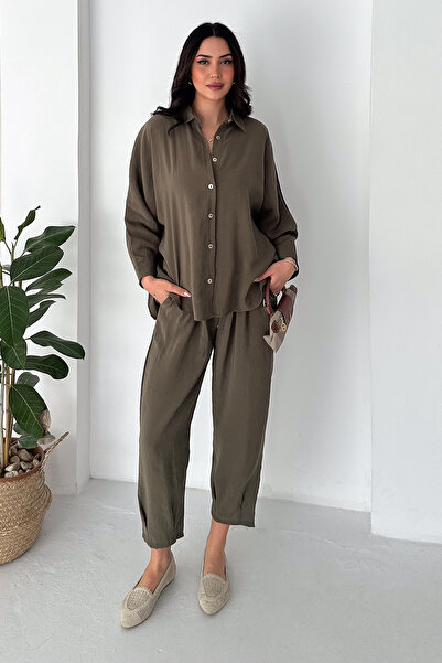 Noa&Noa Γυναικείο Σετ Πουκάμισο-Παντελόνι – Κομψό Σετ 2 τεμαχίων με Άνετη Εφα...