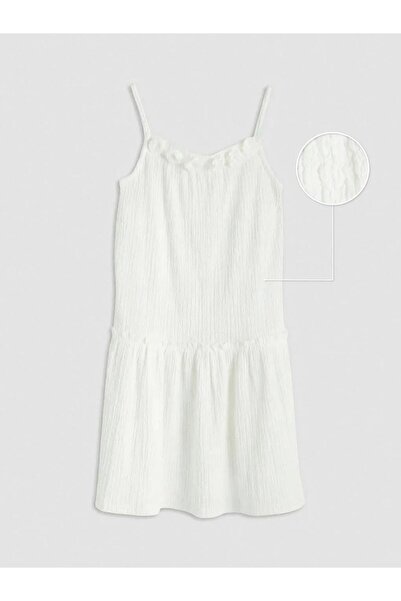 LC Waikiki Φόρεμα για κορίτσια με κορδόνια και λεπτομέρεια τριαντάφυλλο (S6)