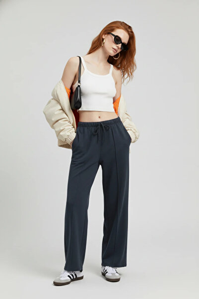 No Matter What Wide Leg Ribbed Pants with Laces