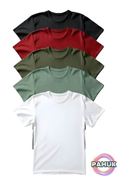 United Fabrics Short Sleeve Kids T-Shirt - Set of 5 - Basic Cotton Crew Neck ...