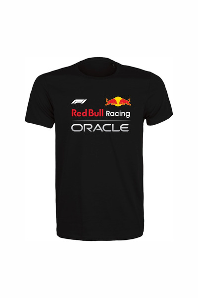 ETİFA Tricou Red Bull Oracle imprimat, casual și sport, unisex, negru, 100% b...