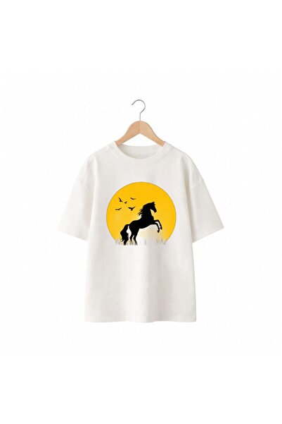 playwear Μπλουζάκι με στάμπα σε κίτρινο τόνο με σχέδιο άλογο στο στήθος, 100%...