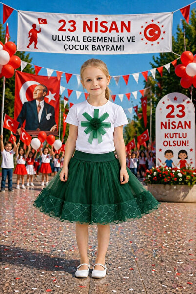 HER ŞEY NOTA www.herseynota.com Set de fuste verzi pentru fete – Combinație p...
