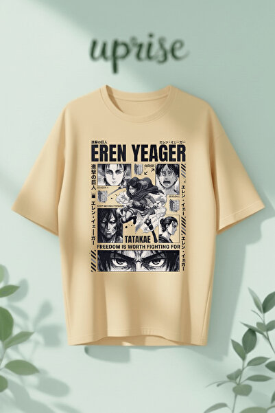 Vordevia Tricou oversize din bumbac imprimat Eren Yeager Attack on Titan