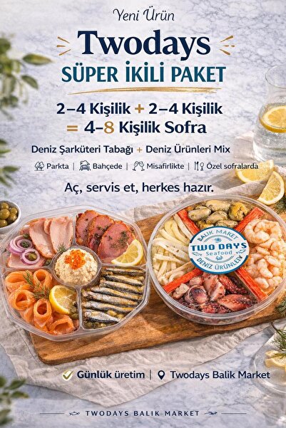 TwoDays süper ikili paket: Şarküteri Tabağı ve Deniz ürünleri karışımı