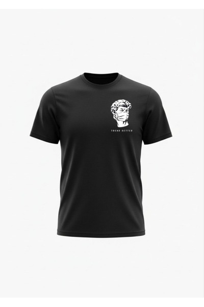 URBANTRENDSTORE Unisex Μαύρο καλοκαιρινό μπλουζάκι με μίνιμαλ σχέδιο, Oversiz...