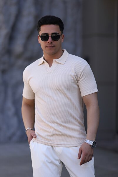 Darel Polo V Yaka Düğmesiz kısa kollu Erkek T-Shirt