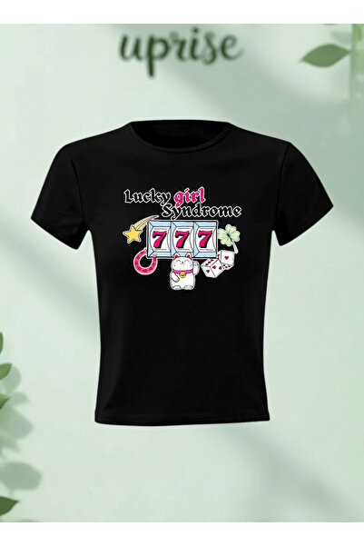 Vordevia Μπλουζάκι με στάμπα Lucky Girl Syndrome από βαμβάκι και λύκρα