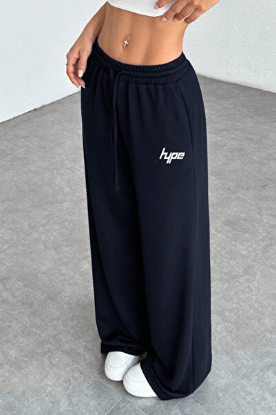 THE RULE Hype Printed Navy Blue Wide Leg Summer Baggy 3 Thread Flexible Comfo...