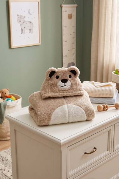 MAHFEL Welsoft Panda Embroidered Winter Plush Sleeping Bag Cream