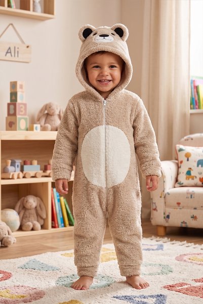MAHFEL Welsoft Panda Embroidered Winter Plush Sleeping Bag Cream