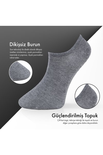 Lion Monroe Pure Bamboo Women's Sneaker Gray Socks Seamless Invisible Ankle Sports Socks Premium 6-Pack L5952Aznb Softaura