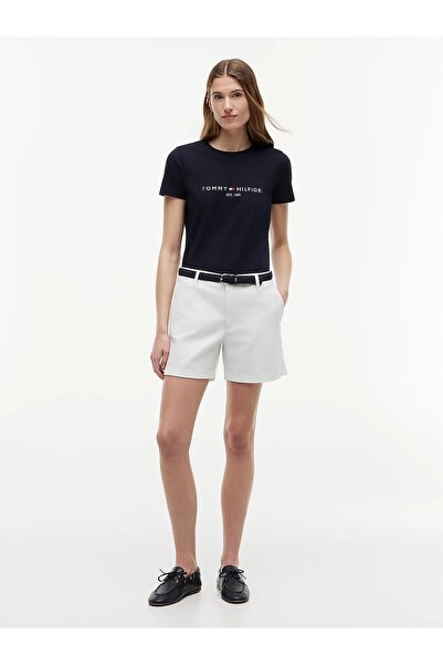 .""TommyHılfıger Yazı Logo Nakış Kadın T-shirt