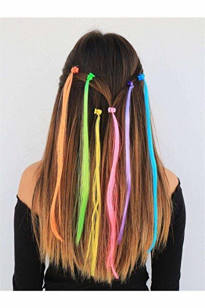 MyClean Colorful Unicorn 6-Piece Hair Extensions Hair Clip Pink Blue Yellow P...