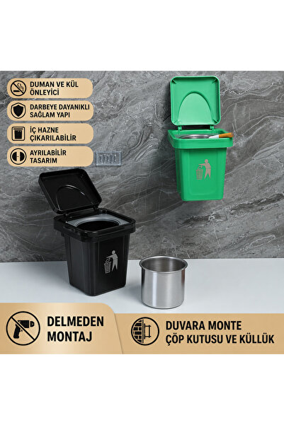 btm home Araç İçi Oto Küllük Kapaklı Koku Önleyici Taşınabilir Araba Küllüğü ...