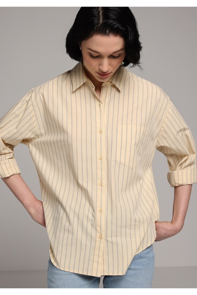 Colin's Γυναικείο μακρυμάνικο πουκάμισο σε στυλ boyfriend fit με ριγέ λαιμόκοψη