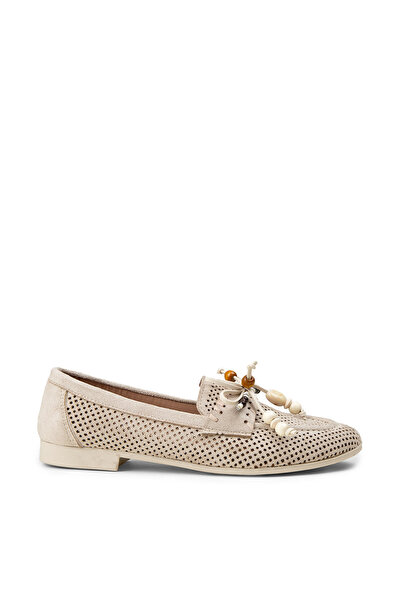 Deery Women's Beige Perforated Ballerinas