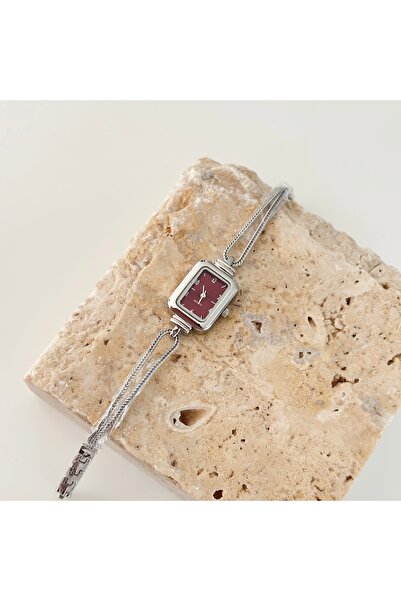 Vesce Atelier Timo Silver Watch Claret Red