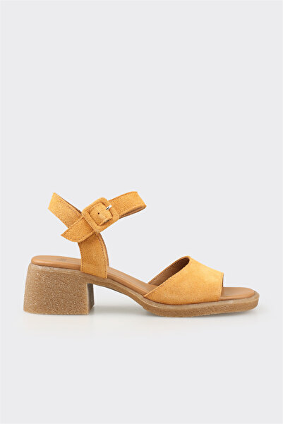 Elle Shoes Hardal Deri Kadın Sandalet