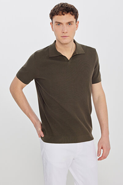 ALTINYILDIZ CLASSICS Ανδρικό μπλουζάκι χακί 100% βαμβακερό, κανονικής εφαρμογ...