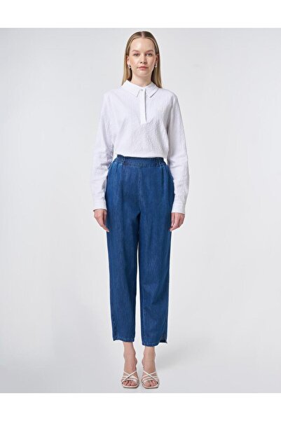 KYR Pantaloni din denim cu imprimeu metalic, lavabili, albaștri
