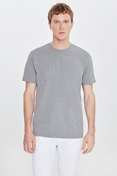 ALTINYILDIZ CLASSICS Ανδρικό μπλουζάκι από γκρι μελανζέ βαμβάκι, κανονική εφα...