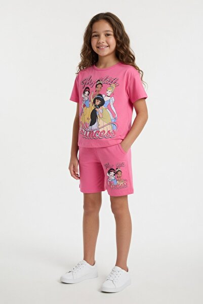 Cansın Mini Κοριτσίστικο καλοκαιρινό σετ με μπλουζάκι με θέμα την ροζ πριγκίπ...