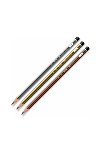 Faber Castell Faber-Castell Üçgen Mercanlı Kurşun Kalem 2B 12 Li Kutu Metalik...