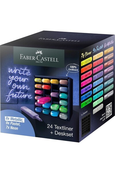 Faber Castell Faber-Castell Fosforlu Kalem 46 24 Renk Masa Seti 5030254602000