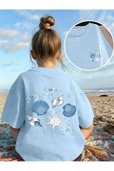 ZAVIXO Tricou de damă supradimensionat, basic, cu imprimeu cu scoici marine –...