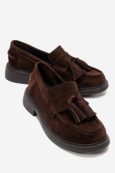 Zeynep Sıradağlı Γυναικεία Loafer Amelia από γνήσιο δέρμα σε καφέ σουέντ