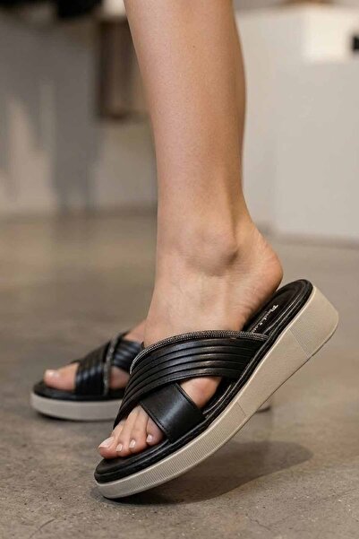 Polaris Γυναικείες παντόφλες με σόλα από μαύρη πλατίνα πέτρα - Άνετα ορθοπεδι...