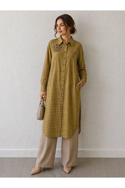 Kayra Μακρύ τουνίκ με απλικέ κέντημα και υφή γκοφρέ