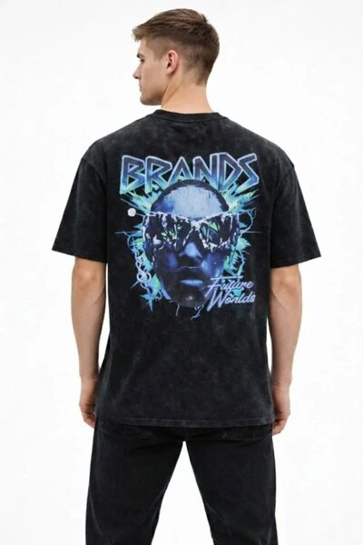 Kanonik Education Ανδρικό μπλουζάκι Acid Washed Oversize με στάμπα Future Wor...